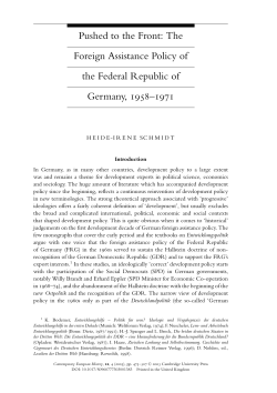 Pushed to the Front: The Foreign Assistance Policy of the Federal