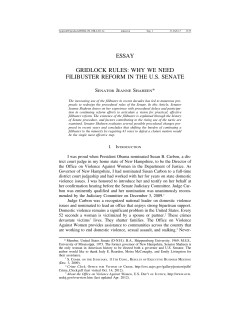 essay gridlock rules: why we need filibuster reform in the us senate