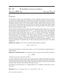 EE 178 Probabilistic Systems Analysis Autumn 2016 Tse Lecture