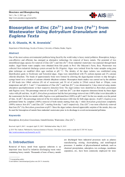 Biosorption of Zinc (Zn ) and Iron (Fe ) from Wastewater Using