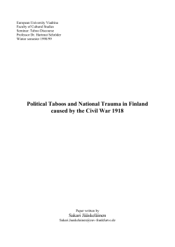 Political Taboos in Finland - Faculty of Social and Cultural Sciences