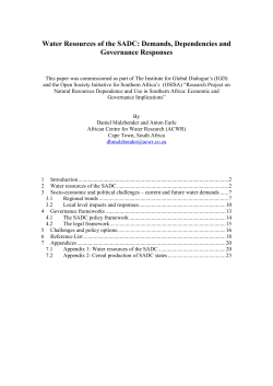 Water Resources of the SADC - African Centre for Water Research