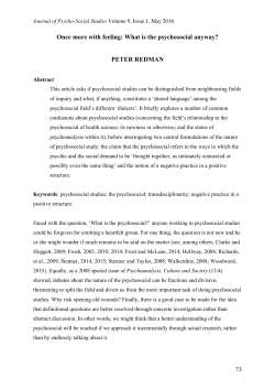 Once more with feeling: What is the psychosocial anyway? PETER