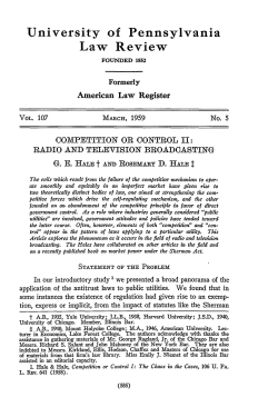 Competition of Control II: Radio and Television Broadcasting