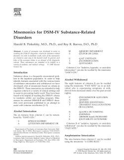 Mnemonics for DSM-IV Substance-Related