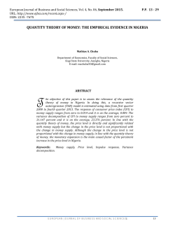 quantity theory of money: the empirical evidence in nigeria