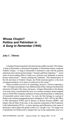 Whose Chopin? Politics and Patriotism in A Song to