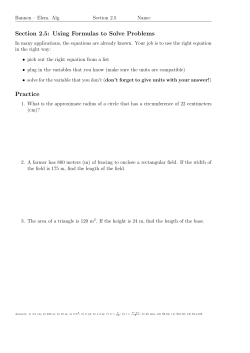 Section 2.5: Using Formulas to Solve Problems