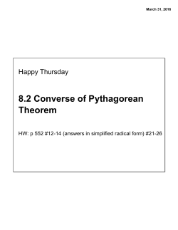 8.2 Converse of Pythagorean Theorem