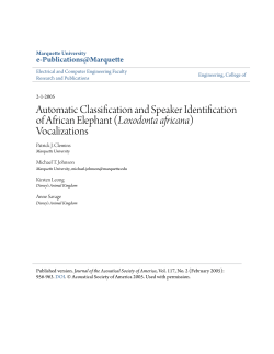 Automatic Classification and Speaker Identification of African Elephant