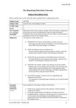 The Hong Kong Polytechnic University Subject Description Form