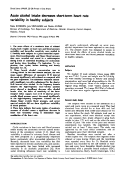 Acute Alcohol Intake Decreases Short-Term Heart