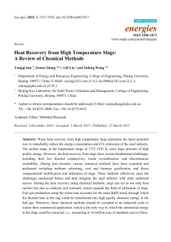 Heat Recovery from High Temperature Slags: A Review of Chemical