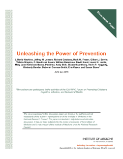 Unleashing the Power of Prevention Discussion Paper