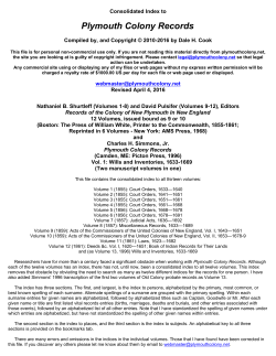 Plymouth Colony Records - The Plymouth Colony Pages