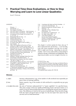 1 Practical Time-Dose Evaluations, or How to Stop Worrying and
