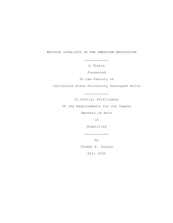 BRITISH LOYALISTS IN THE AMERICAN REVOLUTION