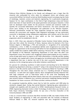 Professor Brian Wilshire OBE FREng Professor Brian Wilshire