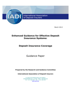 Enhanced Guidance for Effective Deposit Insurance Systems