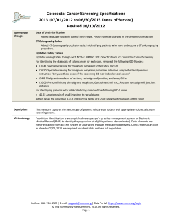 Colorectal Cancer Screening Measure Specifications