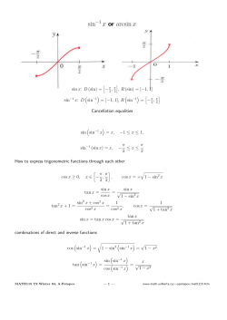 sin−1 x or arcsin x