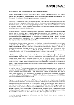 PRESS INFORMATION / ImPulsTanz 2014: First programme