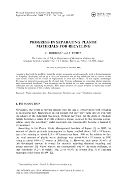 PROGRESS IN SEPARATING PLASTIC MATERIALS FOR