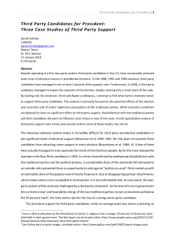 Third Party Candidates for President: Three Case Studies of Third