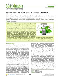 Menthol-based Eutectic Mixtures: Hydrophobic