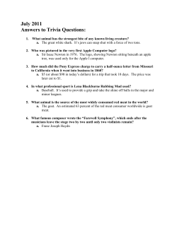 July 2011 Answers to Trivia Questions