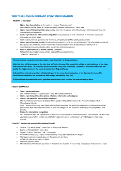 TIMETABLE AND IMPORTANT EVENT INFORMATION