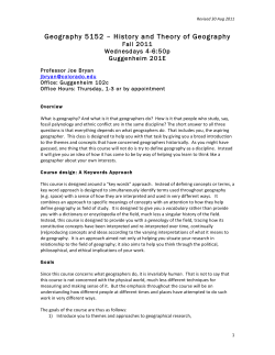 Geography 5152 – History and Theory of Geography