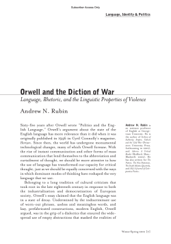 Orwell and the Diction of War - Georgetown Journal of International