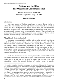 Culture and the Bible The Question of