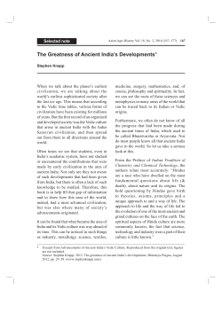 The Greatness of Ancient India`s Developments