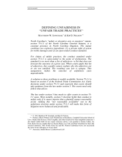 DEFINING UNFAIRNESS IN &ldquo;UNFAIR OR DECEPTIVE TRADE