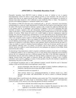 Excerpt: Appendix A &ndash; Potentially Hazardous Foods