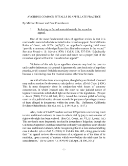 AVOIDING COMMON PITFALLS IN APPELLATE PRACTICE By