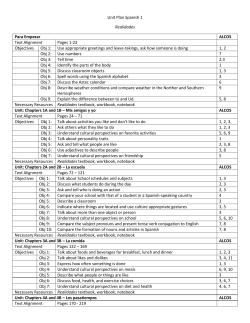 Unit Plan Spanish 1 Realidades Para Empezar ALCOS Text