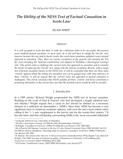 The Utility of the NESS Test of Factual Causation in Scots Law