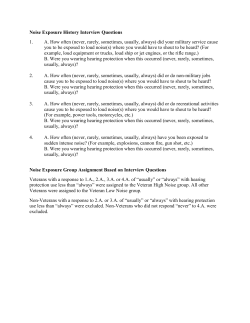 Noise Exposure History Interview Questions 1. A. How often (never