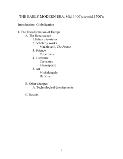 THE EARLY MODERN ERA, Mid-1400`s to mid 1700`s