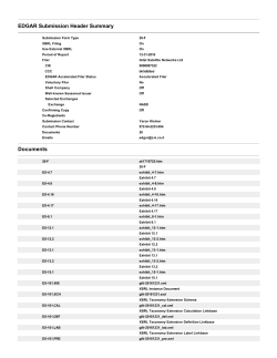 EDGAR Submission Header Summary Documents
