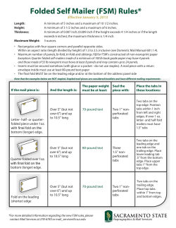 Folded Self Mailer (FSM) Rules*