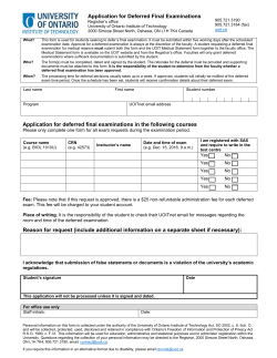 Application for Deferred Final Examinations