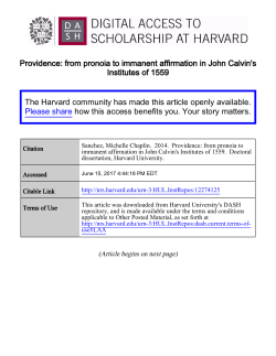 Providence: from pronoia to immanent affirmation in John Calvin`s
