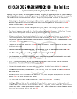 By Grant DePorter, CEO, Harry Caray`s Restaurant Group