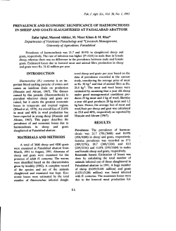 PREVALENCE AND ECONOMIC SIGNIFICANCE OF