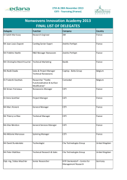 Nonwovens Innovation Academy 2013 FINAL LIST OF