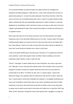 Elizabeth O`Riordan `A Discovery Of Ownership`